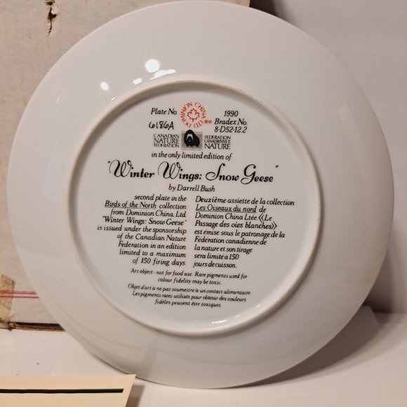 Winter Wings :Snow Geese Darrell Bush Bradford Exchange Plate Certificate 1990 - Picture 7 of 9